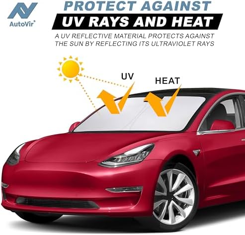 Autovir Windshield Sun Shade, 2017-2026 Tesla Model 3 & Y, 280T Visor Shade - Image 6