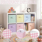 Yalikop 6 Pcs Colorful Gingham Cube Storage Bins, 11 Inch Fabric Checkered - Image 5