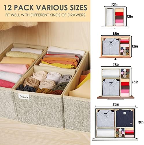 12 Pack Drawer Organizers for Clothing, Foldable Clothes Storage Box Closet - Image 3