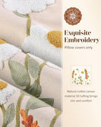 Embroidered Throw Pillow Cover, 18x18 Inch, Fall Wildflower - Image 2