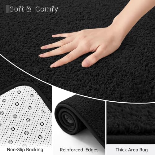 Keeko Round Area Rug 4ft for Living Room Bedroom, Soft Washable Circle Rug - Image 2