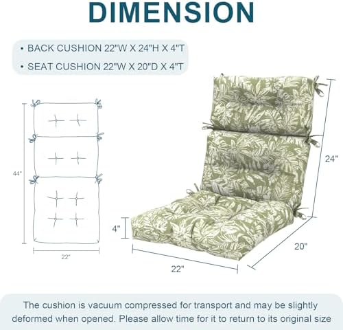 DYTXIII Outdoor High Back Chair Cushions Set of 2, Water Repellent Tufted - Image 3