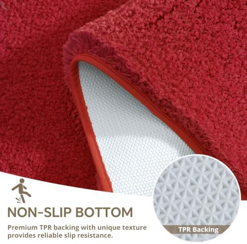 Polyester Bathroom Rug 40"x60" Red, Large Soft Shaggy Bath Mat - Image 6