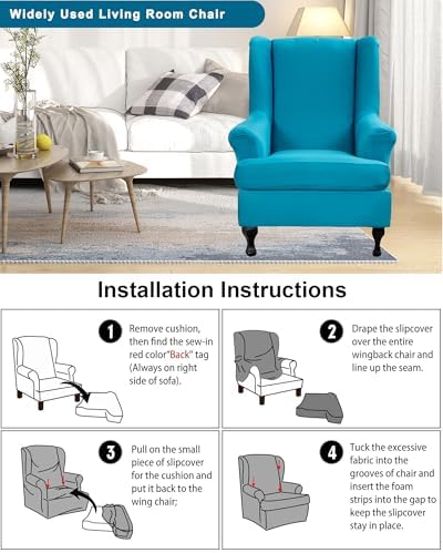 CRFATOP Wingback Chair Covers Wing Armchair Slipcovers - Image 5