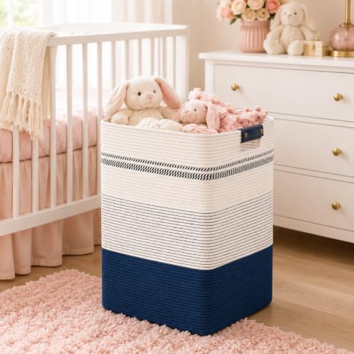 Laundry Hamper, Cotton Rope Laundry Basket - Image 5