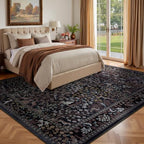 Midnight Blue Tree of Life Area Rugs 9x12 Living Room, Washable Non Slip Low - Image 4