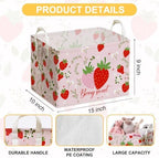 Strawberry Foldable Storage Box, Strawberries Waterproof Fabric Toy Organizer - Image 2