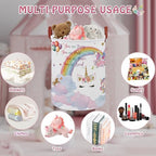 Unicorn Room Decor Kids Laundry Basket, Rainbow Cloud Toy Box - Image 6