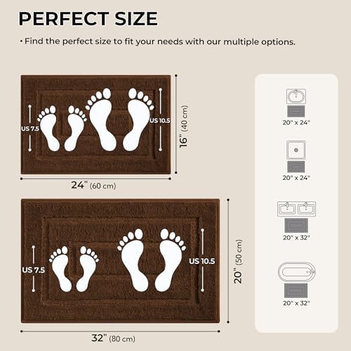 GRANNY SAYS Brown Bathroom Rugs Set 2 Piece, Non Slip Microfiber Bath Mats - Image 2