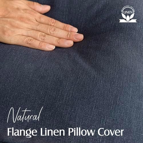 Foindtower Linen Solid Decorative Throw Pillow Covers 26x26 Inch Navy Blue - Image 2
