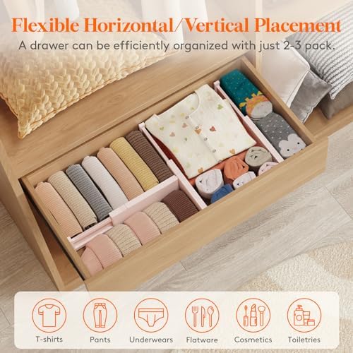 Lifewit 4" High Upgrade Drawer Divider, Adjustable Drawer Organizer Clothes - Image 5
