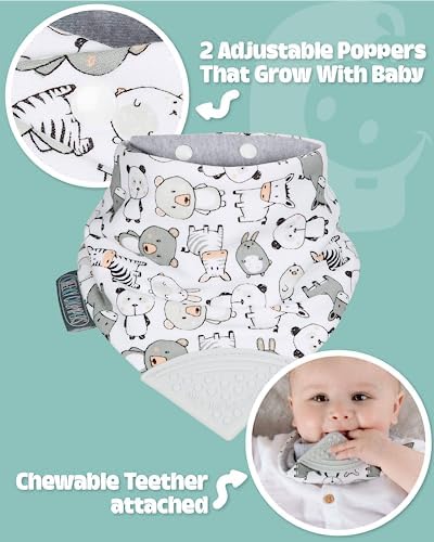 Cheeky Chompers Neckerchew Teething Bib, 2-in-1 Bandana Style Bib w/Food Grade - Image 2