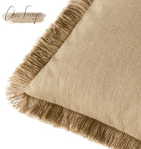 Foindtower Decorative Linen Fringe Lumbar Throw Pillow Covers Boho Farmhouse - Image 2