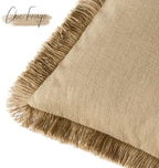 Foindtower Decorative Linen Fringe Throw Pillow Covers 26×26 Light Khaki - Image 2