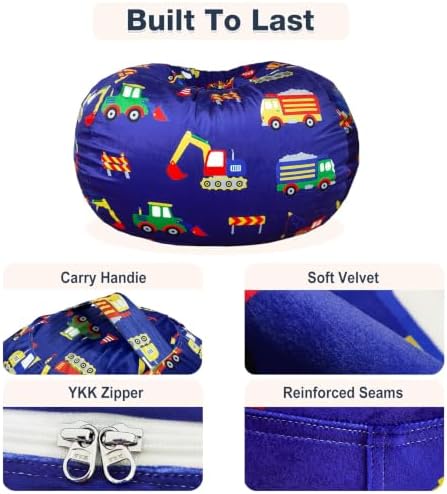 Lukeight Stuffed Animal Storage Bean Bag Chair Cover - Image 6
