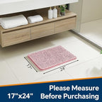 Chenille Bathroom Rug 17"x24" Blush, Non-Slip Plush Bath Mat - Image 2