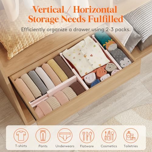 Lifewit 4" High Upgrade Drawer Divider, Adjustable Drawer Organizer Clothes - Image 5