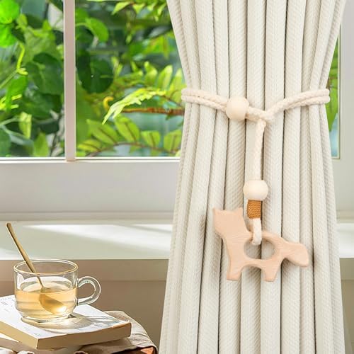 2 Pack Wooden Curtain Tiebacks - Image 2