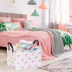 Pink Bow Canvas Storage Basket Waterproof Laundry Hamper - Image 4