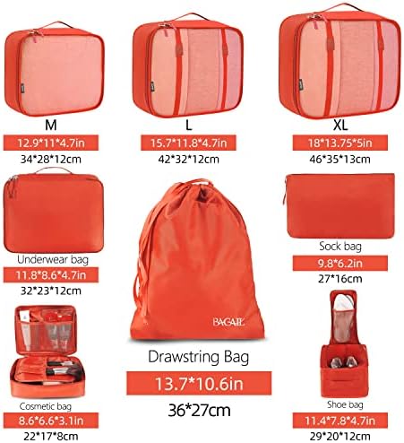 BAGAIL 8 Set Packing Cubes Luggage Packing Organizers - Image 2