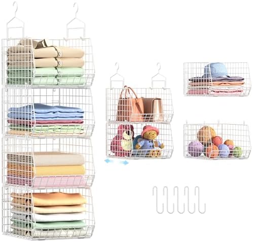 4" Extra Deeper Foldable Hanging Closet Organizer, Small Wire Cabinet Shelves by X-cosrack