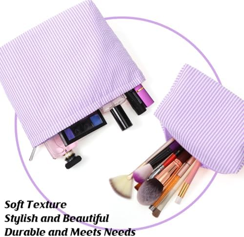 Huhumy 2 Pcs Makeup Bag Set for Women, Thin Stripe - Image 4