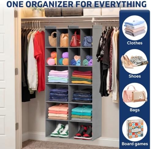 6 Tier Hanging Closet Organizer, 16 Compartments Dual Row Storage - Image 6