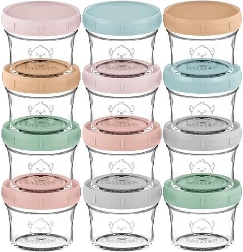 12pk 4oz Glass Baby Food Containers by KeaBabies