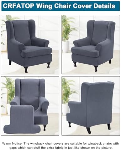 CRFATOP Wingback Chair Covers Stretch Armchair Slipcovers - Image 3