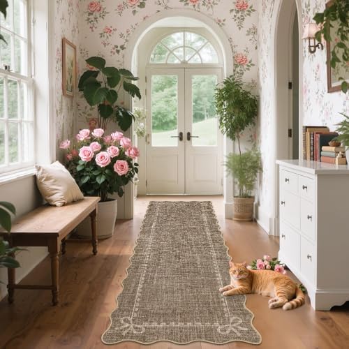 GarveeHome Scalloped Hallway Runner Rug 2.5x10 Non Slip Bedroom Rugs - Image 4