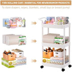 Volnamal Diaper Caddy, 3 Tier Rolling Cart - Image 3