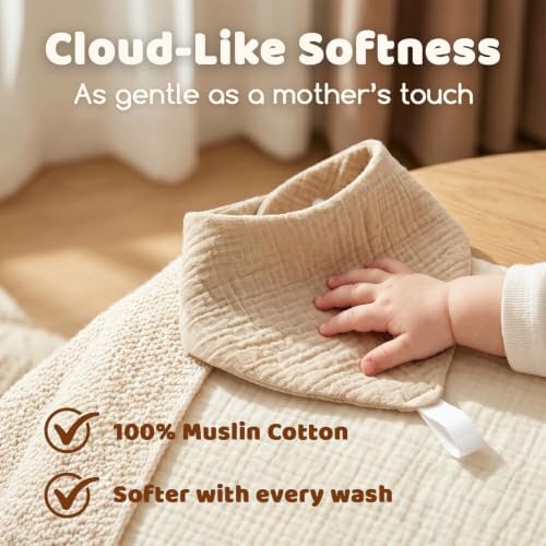 8-Pack Muslin Baby Bibs for Drooling and Teething - Image 2