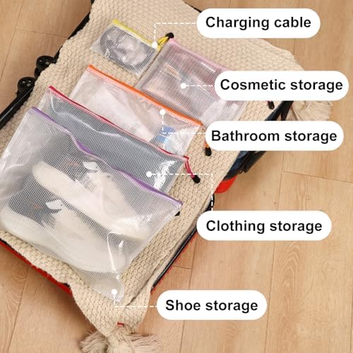 EOOUT 64pcs Mesh Zipper Pouch Bags, 8 Sizes Plastic Bags, 15 Colors - Image 5