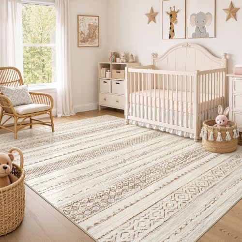Nakagishi Boho 5x8 Area Rug Living Room Rugs Machine Washable Brown - Image 7