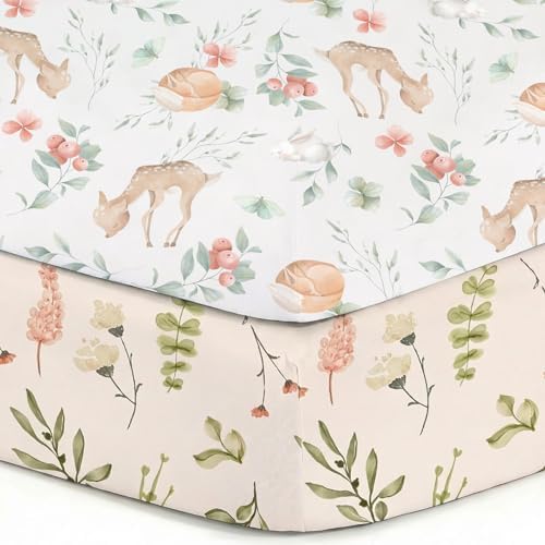 Pack n Play Sheets, BROLEX 2 Pack Mini Crib Sheets, Stretchy Portable Fitted by BROLEX