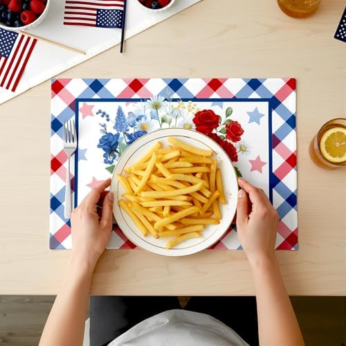 Eaasty 50 Pcs Patriotic Floral Paper Placemats 4th of July Table Mats - Image 3