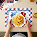 Eaasty 50 Pcs Patriotic Floral Paper Placemats 4th of July Table Mats - Image 3