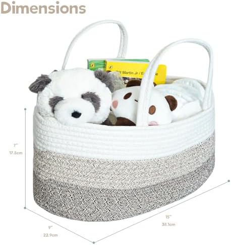 luxury little Diaper Caddy Organizer, Large Cotton Rope Nursery Baby Basket - Image 4
