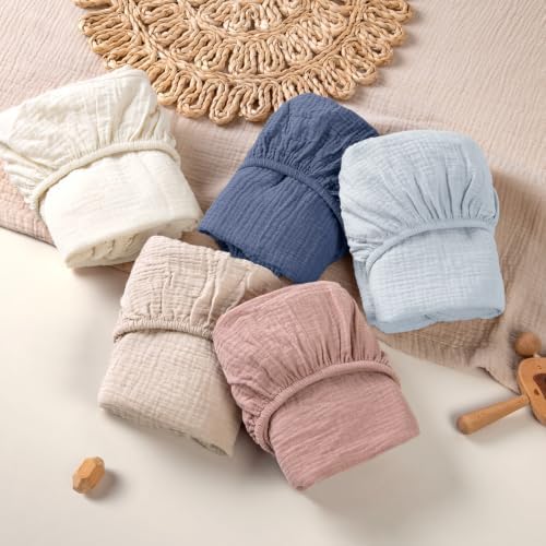 lulumoon Muslin Bassinet Sheets 3Pack: Fitted Most Bedside Sleeper Mattress - Image 6