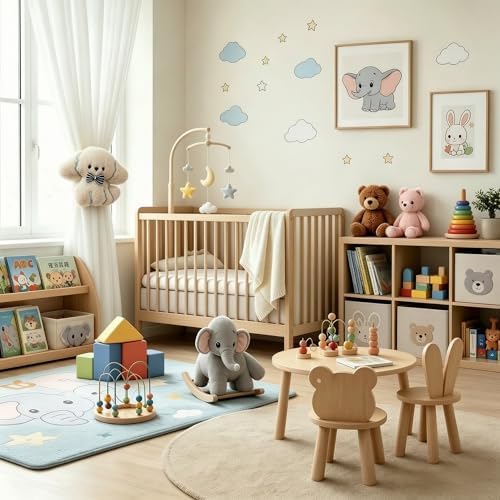 2 Pack Neutral Nursery Decor Cartoon Grey Dog Curtain Tiebacks, Cute & - Image 6