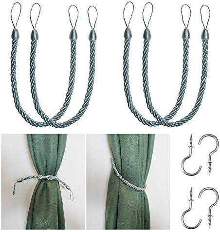 BEL AVENIR 4 Pack Curtain Tiebacks Ropes Tie-Backs, Handmade Holdbacks by BELAVENIR