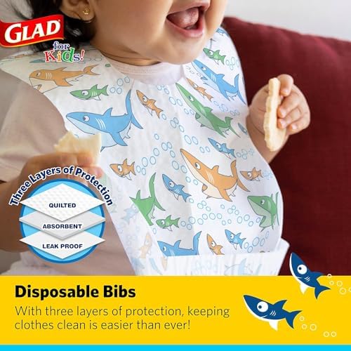 Glad for Kids Disposable Paper Bibs & Crumb Catcher, 30 Ct - Image 2