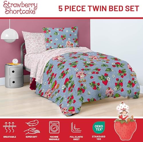 Strawberry Shortcake Twin Comforter Set 5 Piece Kids Bedding - Image 4