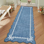 GarveeHome Scalloped Hallway Runner Rug 2.5x10 Non Slip Dark Blue Rugs by GarveeHome