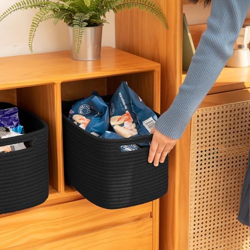 OIAHOMY 4 Pack Storage Baskets for Organizing 24L Cube Storage Bins Black - Image 3