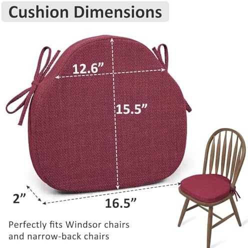 Shinnwa Dining Chair Cushions Set of 6, High-Resilience Foam Windsor Seat Pads - Image 6