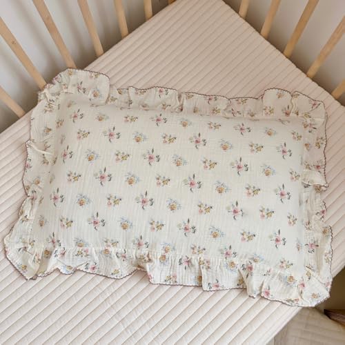 BuLuTu Cotton Muslin Ruffles Toddler Pillow Case by BuLuTu