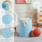 Laundry Basket, Woven Cotton Rope Laundry Hamper, 60L - Image 6