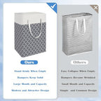 BlissTotes 3-Pack Laundry Basket, Laundry Hamper, Light Grey - Image 3