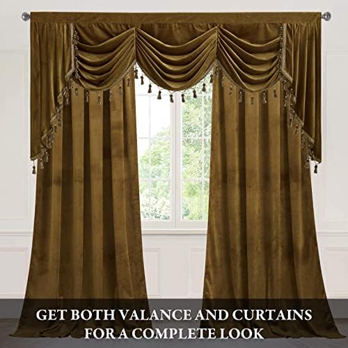 StangH Extra Wide Gold Brown Valance Curtain W79 inches, 1 Panel - Image 2